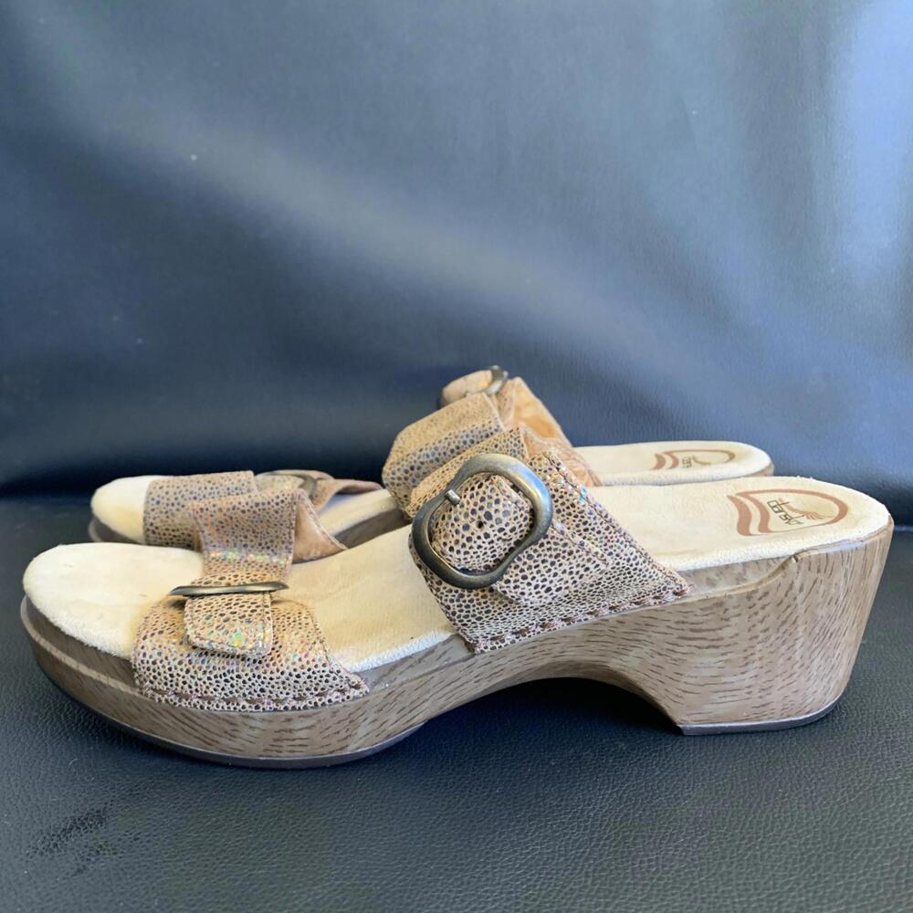 DANSKO Double Strap Wedge Sandals Womens Sz 41 US 10-10.5 Leather  Shoes Slip On